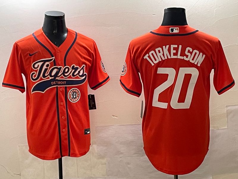 Men Detroit Tigers #20 Torkelson Orange Joint Name Game 2025 Nike MLB Jersey style 4